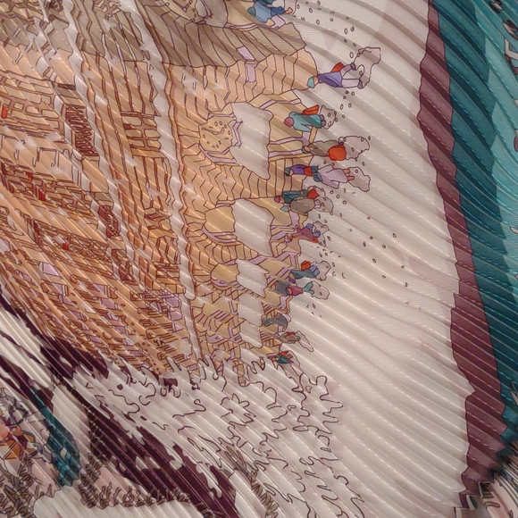 Hermes 'Noel au 24 Faubourg' Plisse Silk Christmas Scarf - Picture 8 of 9